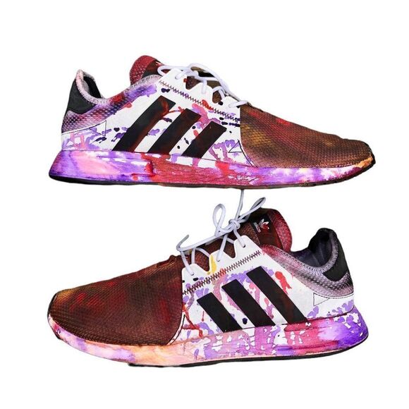 Rare Trashed Tie Dyed Adidas X_PLR Sneakers Size 12 - Picture 1 of 15